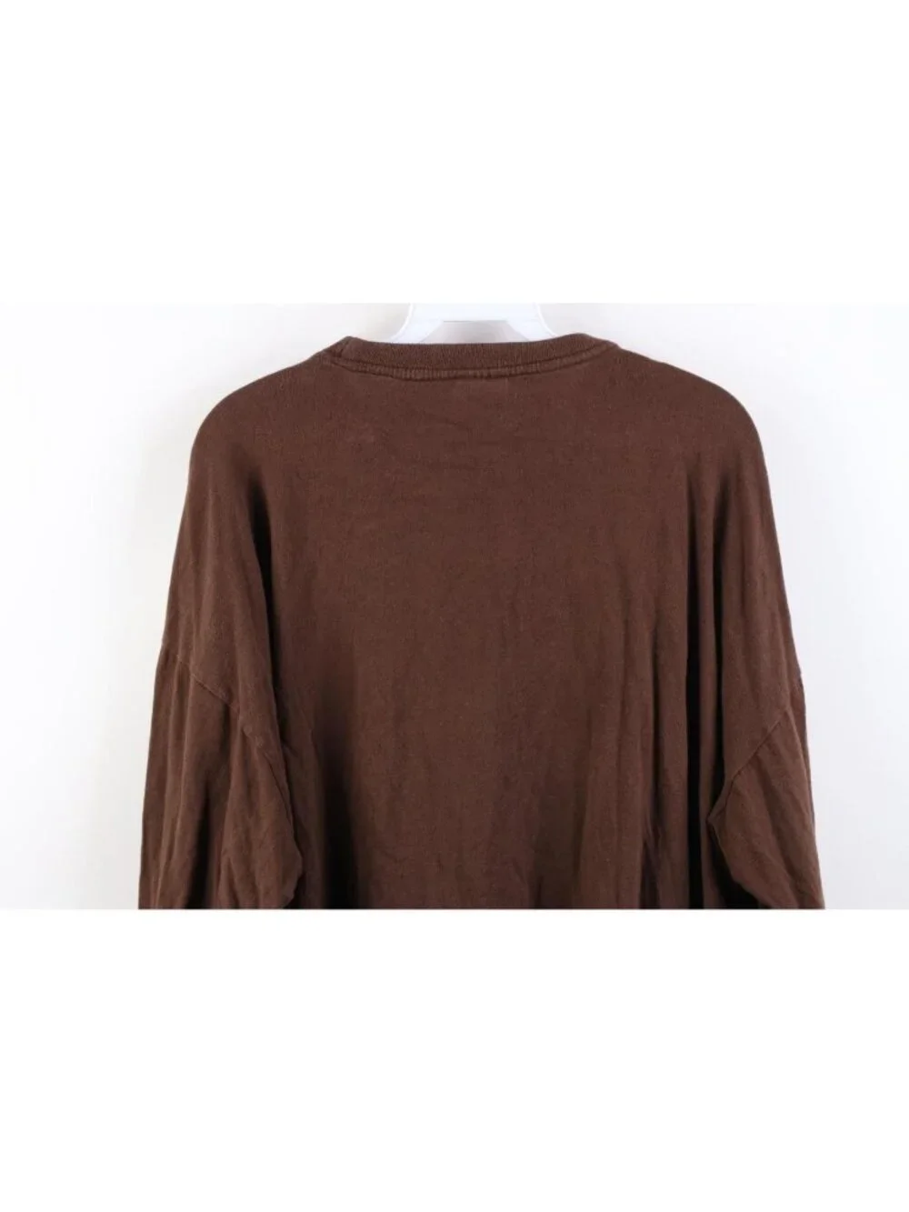 Vintage Y2K Streetwear Mens 3XL Faded Blank Cotton Long Sleeve T-Shirt Brown